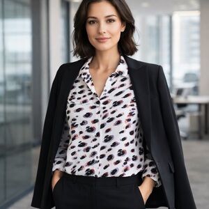 Nic + Zoe Leopard Print Button Down Blouse Size 2P